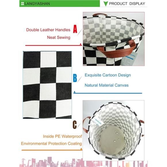 LANGYASHAN Laundry Basket Canvas Fabric Collapsible Organizer Basket - Picture 5 of 16